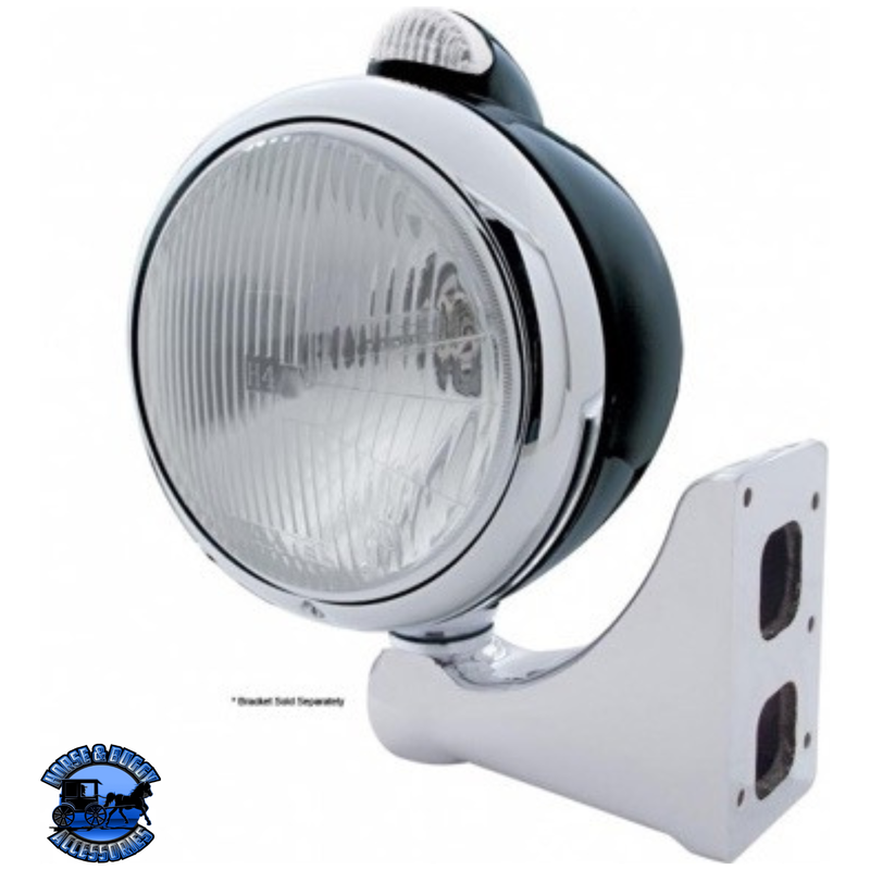 BLACK GUIDE 682-C STYLE HEADLIGHT H4 & LED TURN SIGNAL - CLEAR LENS #31558 HEADLIGHT Gray