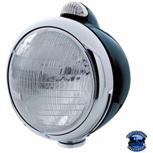 BLACK GUIDE 682-C STYLE HEADLIGHT 6014 & LED TURN SIGNAL - CLEAR LENS #31552 HEADLIGHT Gray