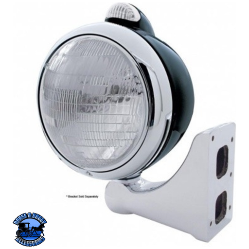 BLACK GUIDE 682-C STYLE HEADLIGHT 6014 & LED TURN SIGNAL - CLEAR LENS #31552 HEADLIGHT Gray