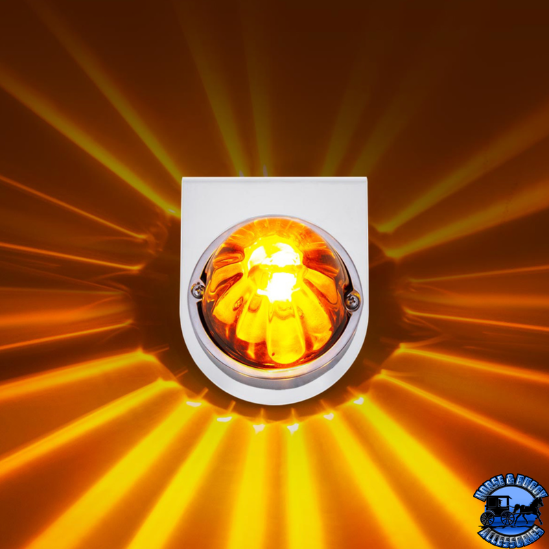 STAR-BURST GLASS WATERMELON LIGHT WITH STAINLESS STEEL LIGHT BRACKET KIT (Choose LED Color) (Choose Lens Color) watermelon Amber / Amber,Amber / Dark Amber,Amber / Clear,Red / Red,Red / Clear,White / Clear Saddle Brown