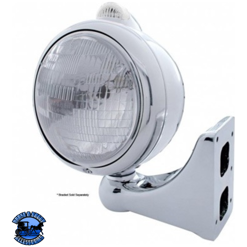 CHROME GUIDE 682-C STYLE HEADLIGHT H6024 & LED TURN SIGNAL - CLEAR LENS #31541 HEADLIGHT Gray