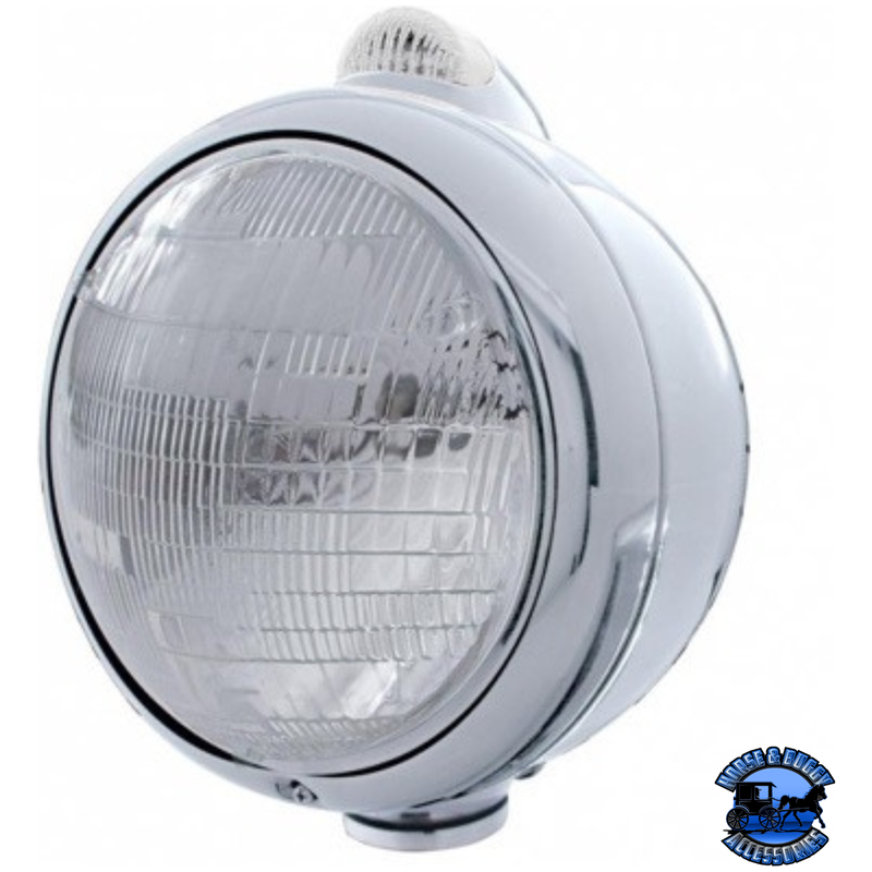 CHROME GUIDE 682-C STYLE HEADLIGHT 6014 & LED TURN SIGNAL - CLEAR LENS #31538 HEADLIGHT Gray