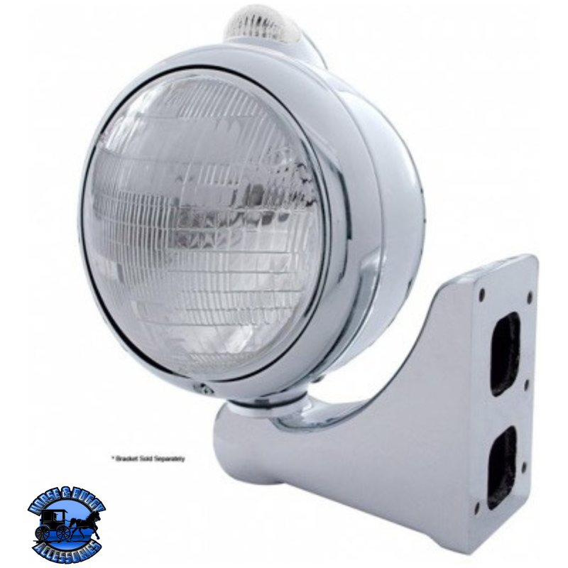 CHROME GUIDE 682-C STYLE HEADLIGHT 6014 & LED TURN SIGNAL - CLEAR LENS #31538 HEADLIGHT Gray