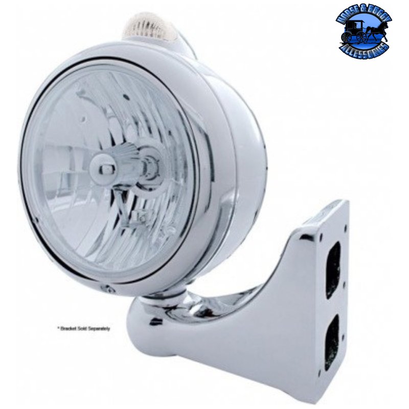 STAINLESS STEEL GUIDE 682-C STYLE HEADLIGHT CRYSTAL H4 & LED SIGNAL - CLEAR LENS #31533 HEADLIGHT Gray