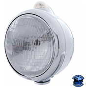 STAINLESS STEEL GUIDE 682-C STYLE HEADLIGHT H6024 & LED TURN SIGNAL - CLEAR LENS #31527 HEADLIGHT Gray