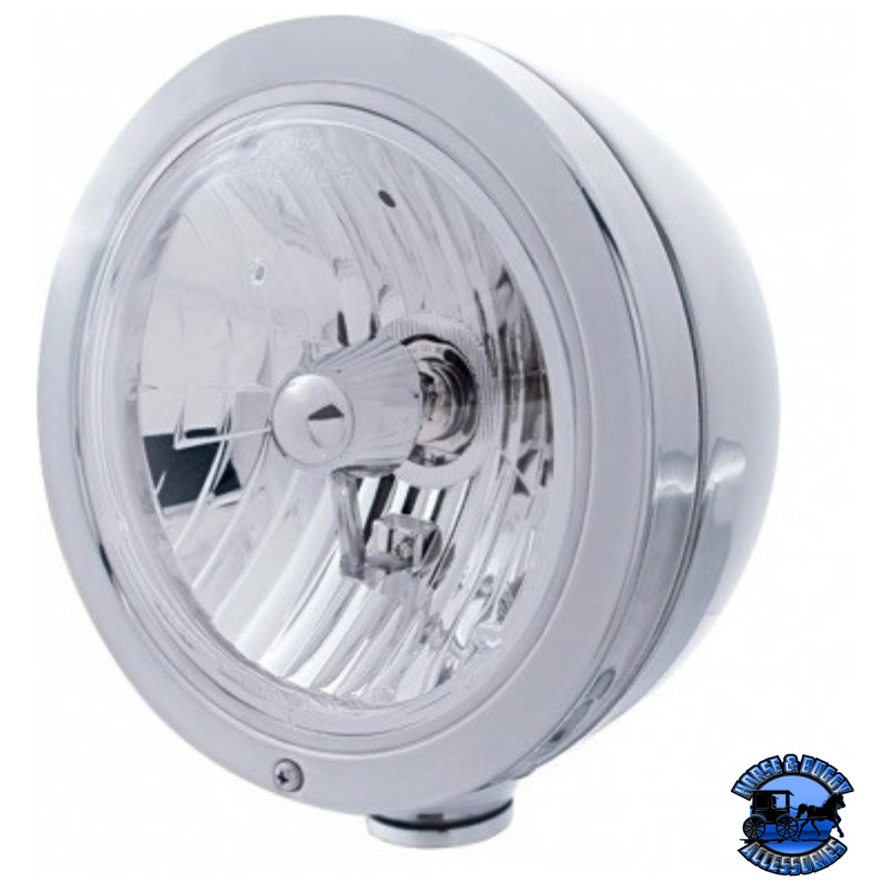 STAINLESS STEEL "BULLET" CLASSIC HEADLIGHT CRYSTAL H4 BULB #30426 HEADLIGHT Gray