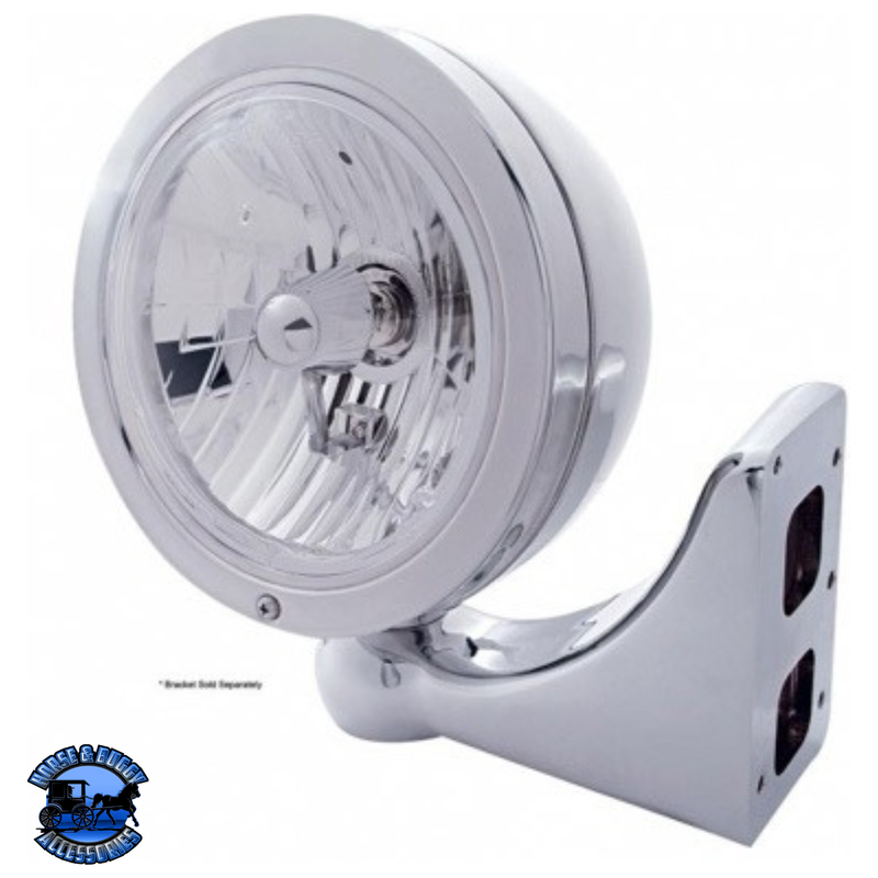 STAINLESS STEEL "BULLET" CLASSIC HEADLIGHT CRYSTAL H4 BULB #30426 HEADLIGHT Gray