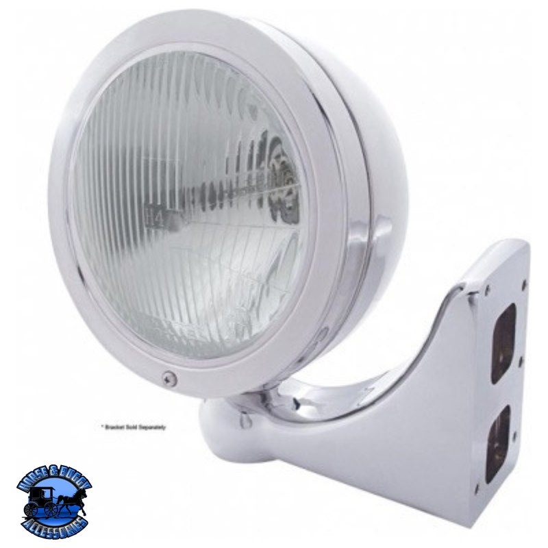 STAINLESS STEEL "BULLET" CLASSIC HEADLIGHT H4 BULB #30412 HEADLIGHT Gray