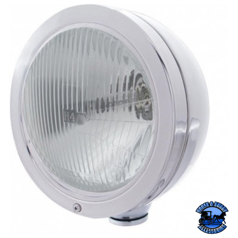 STAINLESS STEEL "BULLET" CLASSIC HEADLIGHT H4 BULB #30412 HEADLIGHT Gray