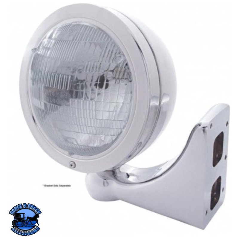 STAINLESS STEEL "BULLET" CLASSIC HEADLIGHT H6024 BULB #30411 HEADLIGHT Gray