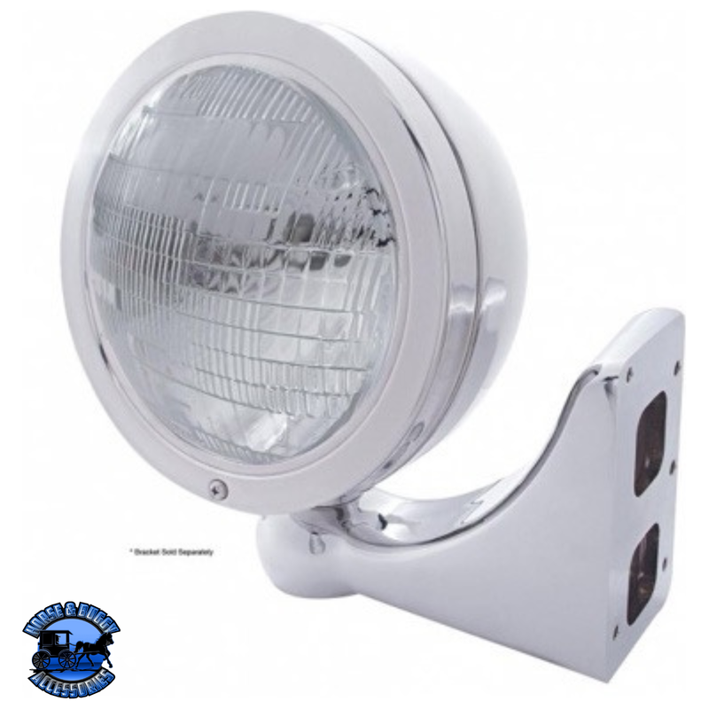 STAINLESS STEEL "BULLET" CLASSIC HEADLIGHT 6014 BULB #30410 HEADLIGHT Gray