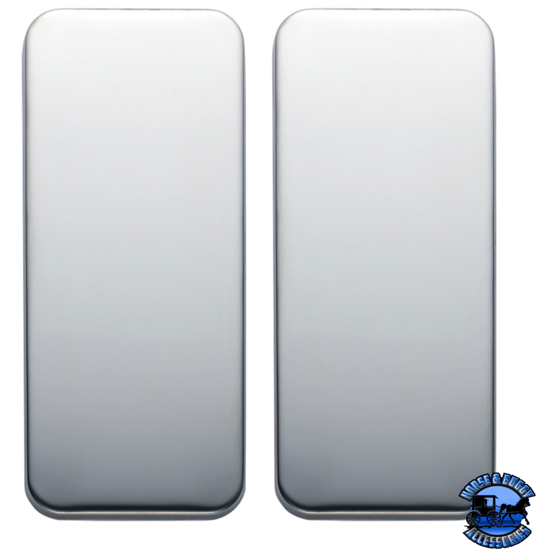 PETERBILT STAINLESS STEEL VENT DOOR COVER - PLAIN (CARD OF 2) #20518 Vent Trim Light Gray