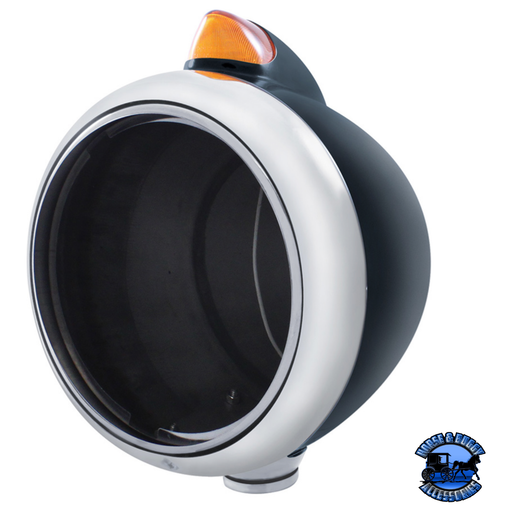 BLACK GUIDE 682-C HEADLIGHT NO BULB WITH ORIGINAL STYLE LED SIGNAL (Choose Color) HOUSING Amber,Clear Light Gray