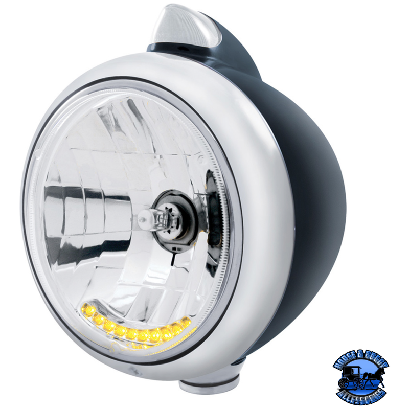 "GUIDE" 682-C HEADLIGHT H4 WITH 10 AMBER LED & ORIGINAL STYLE LED SIGNAL (Choose Headlight Color) (Choose Lens Color) HEADLIGHT Black / Clear Light Gray