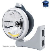 "GUIDE" 682-C HEADLIGHT H4 WITH 10 AMBER LED & ORIGINAL STYLE LED SIGNAL (Choose Headlight Color) (Choose Lens Color) HEADLIGHT Black / Clear,Chrome / Amber,Chrome / Clear Light Gray