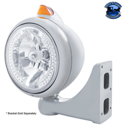 CHROME GUIDE 682-C HEADLIGHT H4 WITH WHITE LED & ORIGINAL STYLE LED SIGNAL (Choose Color) HEADLIGHT Amber,Clear Gray