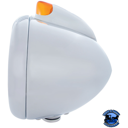 CHROME GUIDE 682-C HEADLIGHT H4 WITH WHITE LED & ORIGINAL STYLE LED SIGNAL (Choose Color) HEADLIGHT Amber,Clear Light Gray