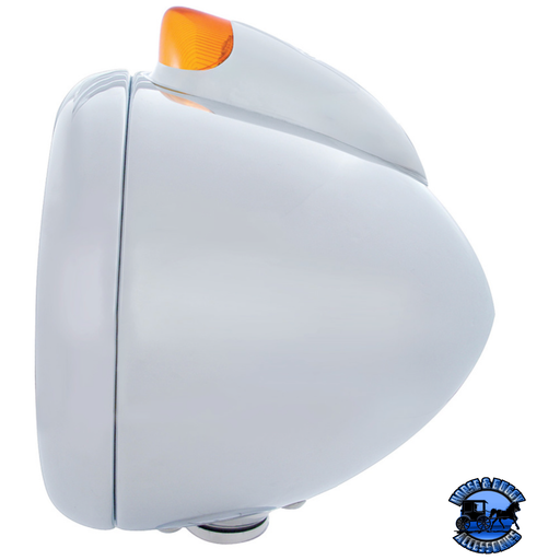 CHROME GUIDE 682-C HEADLIGHT H4 WITH AMBER LED & ORIGINAL STYLE LED SIGNAL (Choose Color) HEADLIGHT Amber,Clear Light Gray