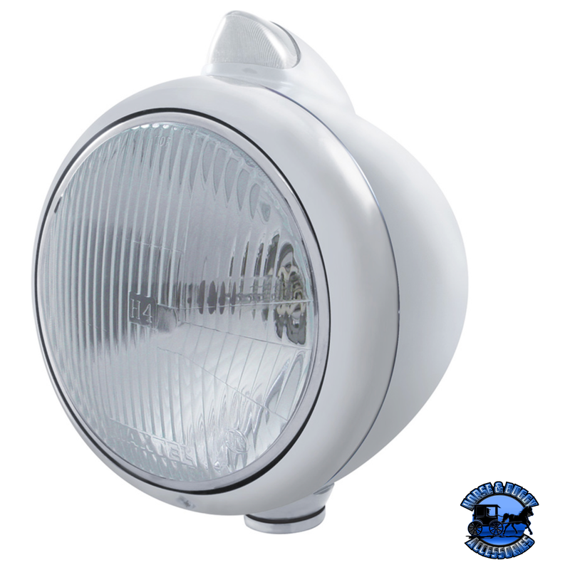 CHROME GUIDE 682-C HEADLIGHT H4 & ORIGINAL STYLE LED SIGNAL - AMBER LENS (Choose Color) HEADLIGHT Clear Gray