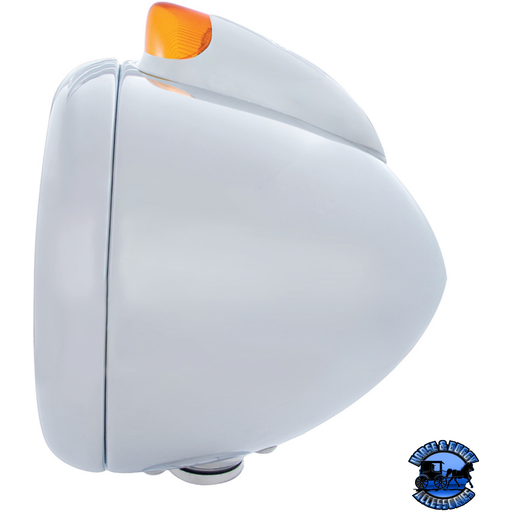 CHROME GUIDE 682-C HEADLIGHT H4 & ORIGINAL STYLE LED SIGNAL - AMBER LENS (Choose Color) HEADLIGHT Amber,Clear Light Gray