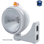 CHROME GUIDE 682-C HEADLIGHT H4 & ORIGINAL STYLE LED SIGNAL - AMBER LENS (Choose Color) HEADLIGHT Amber,Clear Gray