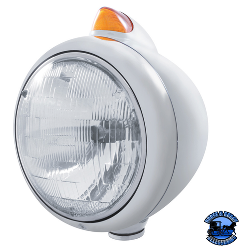 CHROME GUIDE 682-C HEADLIGHT H6024 & ORIGINAL STYLE LED SIGNAL (Choose Color) HEADLIGHT Amber Light Gray
