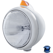 CHROME GUIDE 682-C HEADLIGHT 6014 & ORIGINAL STYLE LED SIGNAL (Choose Color) HEADLIGHT Amber Gray