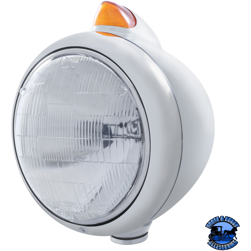 CHROME GUIDE 682-C HEADLIGHT 6014 & ORIGINAL STYLE LED SIGNAL (Choose Color) HEADLIGHT Amber Gray