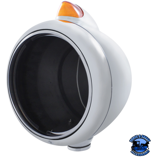 CHROME GUIDE 682-C HEADLIGHT NO BULB WITH ORIGINAL STYLE LED SIGNAL (Choose Color) HOUSING Amber,Clear Gray