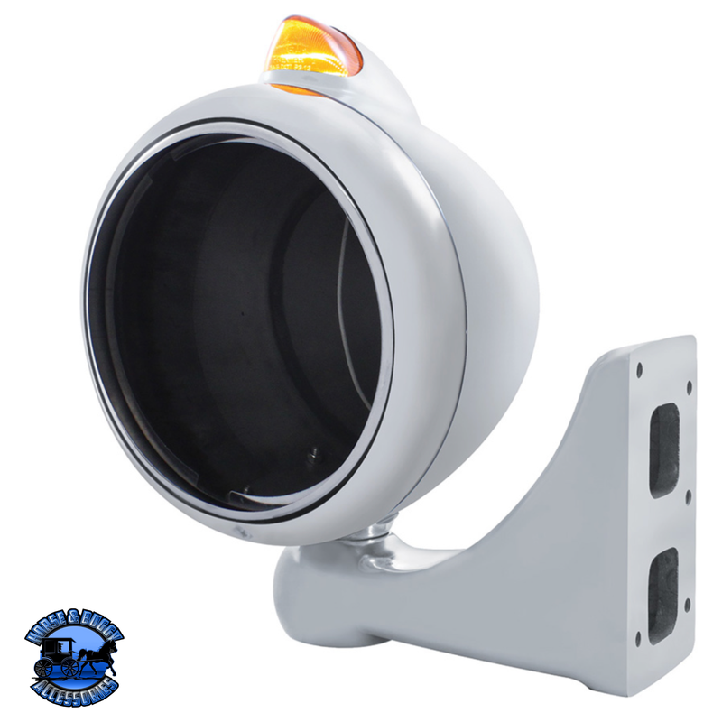 CHROME GUIDE 682-C HEADLIGHT NO BULB WITH ORIGINAL STYLE LED SIGNAL (Choose Color) HOUSING Amber,Clear Gray