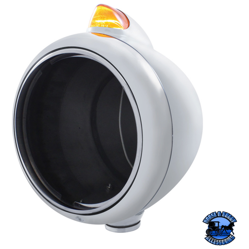 CHROME GUIDE 682-C HEADLIGHT NO BULB WITH ORIGINAL STYLE LED SIGNAL (Choose Color) HOUSING Amber Gray