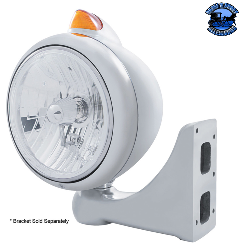 GUIDE 682-C HEADLIGHT CRYSTAL H4 & ORIGINAL STYLE LED SIGNAL (Choose Color) (Choose Lens) HEADLIGHT Stainless / Amber,Stainless / Clear,Black / Amber,Black / Clear Gray