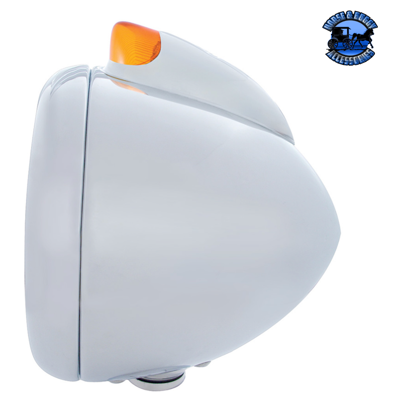 STAINLESS STEEL GUIDE 682-C HEADLIGHT H4 & ORIGINAL STYLE LED SIGNAL (Choose Color) HEADLIGHT Amber,Clear Light Gray
