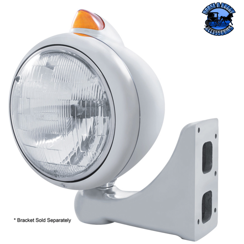 STAINLESS STEEL GUIDE 682-C HEADLIGHT H6024 & ORIGINAL STYLE LED SIGNAL (Choose Color) HEADLIGHT Amber,Clear Gray
