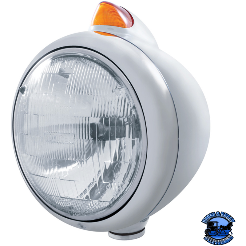STAINLESS STEEL GUIDE 682-C HEADLIGHT H6024 & ORIGINAL STYLE LED SIGNAL (Choose Color) HEADLIGHT Amber Gray