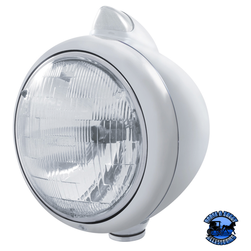 STAINLESS STEEL GUIDE 682-C HEADLIGHT H6024 & ORIGINAL STYLE LED SIGNAL (Choose Color) HEADLIGHT Clear Light Gray