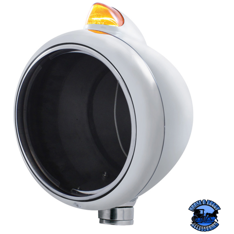 STAINLESS STEEL GUIDE 682-C HEADLIGHT NO BULB & ORIGINAL STYLE LED SIGNAL (Choose Color) HOUSING Amber,Clear Dark Slate Gray