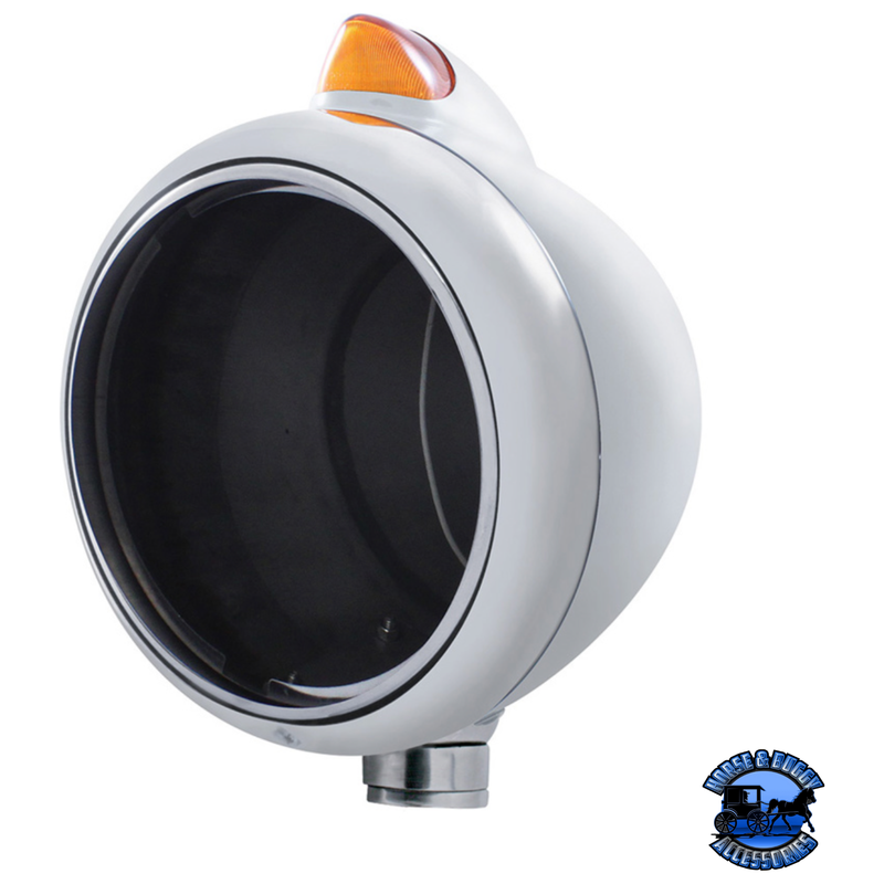 STAINLESS STEEL GUIDE 682-C HEADLIGHT NO BULB & ORIGINAL STYLE LED SIGNAL (Choose Color) HOUSING Amber Dark Slate Gray
