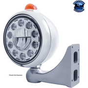 BLACK GUIDE 682-C HEADLIGHT 11 LED BULB & DUAL MODE LED SIGNAL (Choose Color) (Choose Lens) HEADLIGHT Stainless / Amber,Stainless / Clear,Black / Amber,Black / Clear Gray