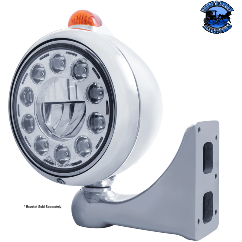 BLACK GUIDE 682-C HEADLIGHT 11 LED BULB & DUAL MODE LED SIGNAL (Choose Color) (Choose Lens) HEADLIGHT Stainless / Amber,Stainless / Clear,Black / Amber,Black / Clear Gray