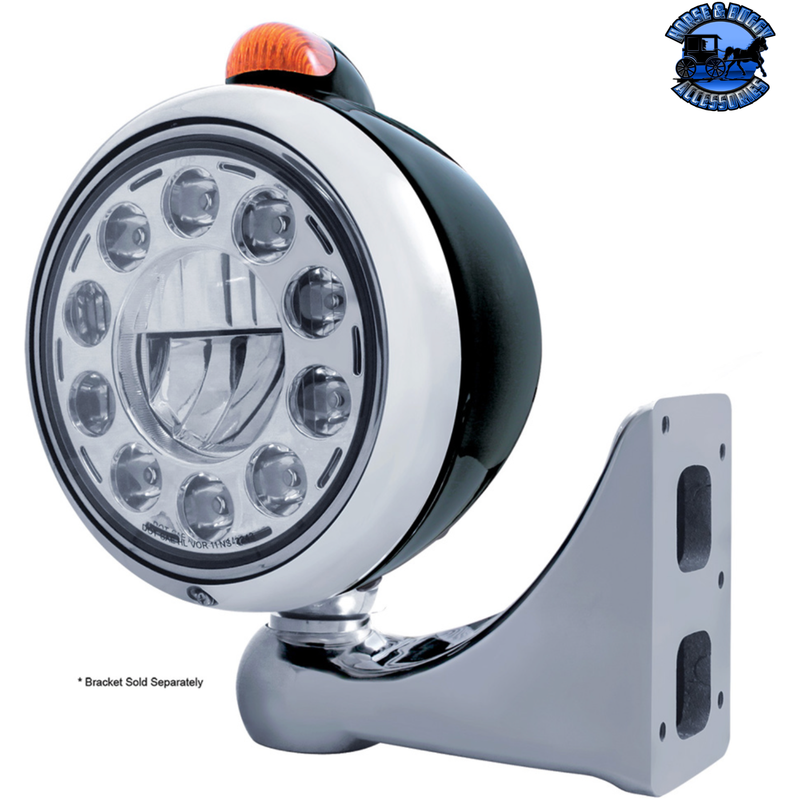 BLACK GUIDE 682-C HEADLIGHT 11 LED BULB & DUAL MODE LED SIGNAL (Choose Color) (Choose Lens) HEADLIGHT Stainless / Amber,Stainless / Clear,Black / Amber,Black / Clear Dark Gray