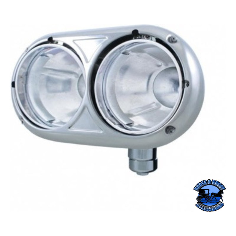 304 STAINLESS DUAL HEADLIGHT HOUSING WITH INNER LAMP BUCKET FOR PETERBILT 359 (Choose Side) HOUSING Passenger Gray