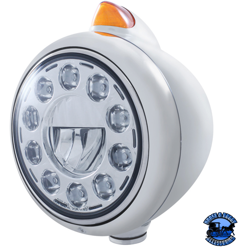 GUIDE STYLE 682-C HEADLIGHT 11 LED BULB & ORIGINAL STYLE LED SIGNAL (Choose Color) (Choose Lens) HEADLIGHT Chrome / Amber Gray