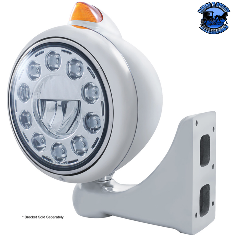 GUIDE STYLE 682-C HEADLIGHT 11 LED BULB & ORIGINAL STYLE LED SIGNAL (Choose Color) (Choose Lens) HEADLIGHT Chrome / Amber,Chrome / Clear,Stainless / Amber,Stainless / Clear Gray