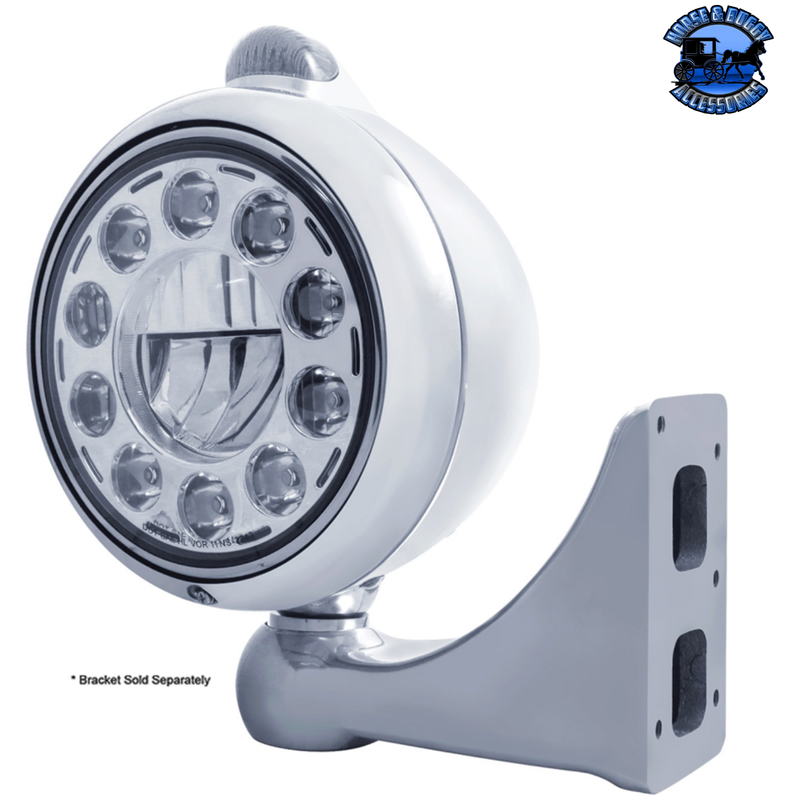 CHROME GUIDE 682-C HEADLIGHT 11 LED BULB & DUAL MODE LED SIGNAL (Choose Color) HEADLIGHT Amber,Clear Gray