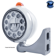CHROME GUIDE 682-C HEADLIGHT 11 LED BULB & DUAL MODE LED SIGNAL (Choose Color) HEADLIGHT Amber,Clear Gray