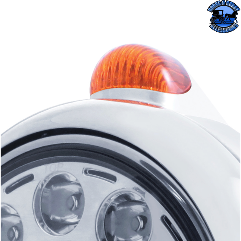 CHROME GUIDE 682-C HEADLIGHT 11 LED BULB & DUAL MODE LED SIGNAL (Choose Color) HEADLIGHT Amber,Clear Light Gray