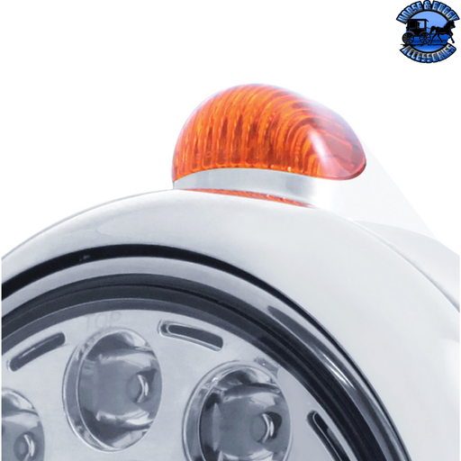 CHROME GUIDE 682-C HEADLIGHT 11 LED BULB & DUAL MODE LED SIGNAL (Choose Color) HEADLIGHT Amber,Clear Light Gray