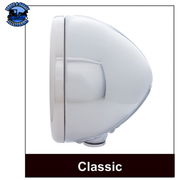 STAINLESS CLASSIC HEADLIGHT 11 LED BULB & DUAL MODE LED TURN SIGNAL (Choose Color) HEADLIGHT Amber,Clear Light Gray