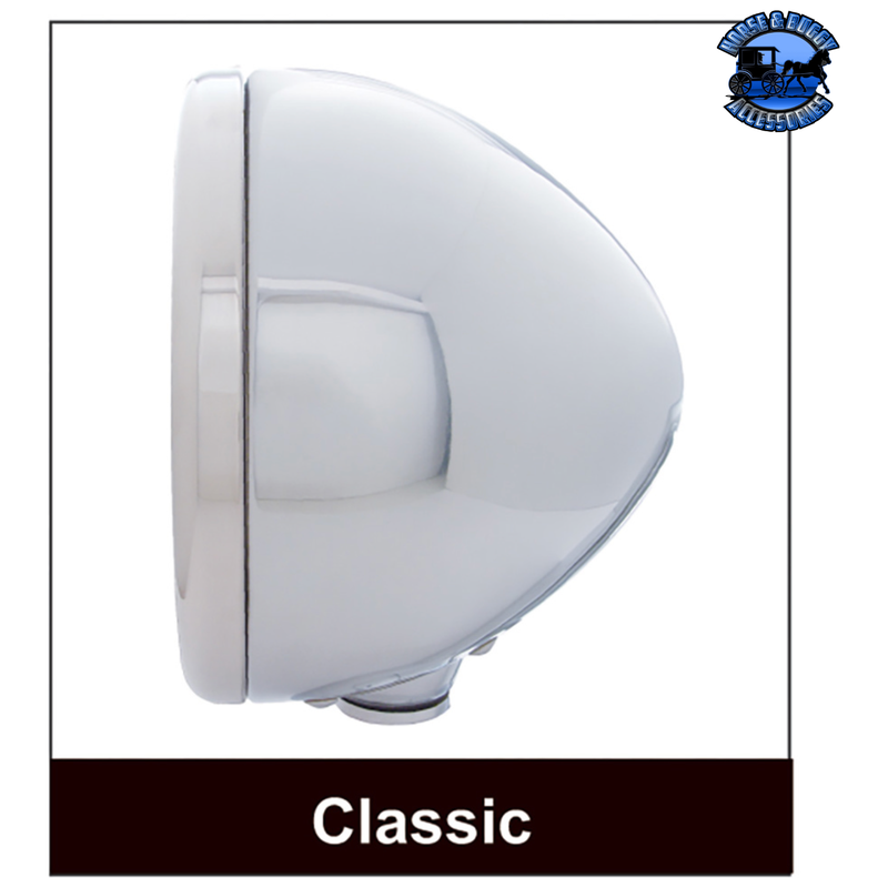 STAINLESS CLASSIC HEADLIGHT 11 LED BULB & DUAL MODE LED TURN SIGNAL (Choose Color) HEADLIGHT Amber,Clear Gray